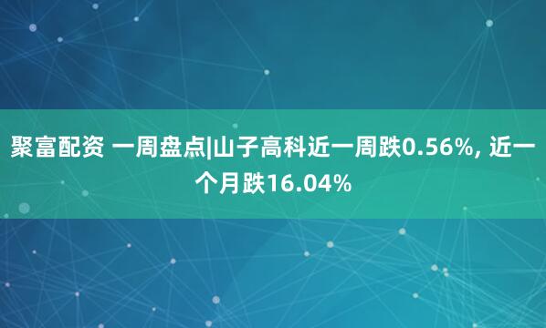 聚富配资 一周盘点|山子高科近一周跌0.56%, 近一个月跌16.04%